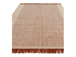 Alfombra tejida a mano, 100% lana - 120x170cm - naranja, crema, blanco - Avalon