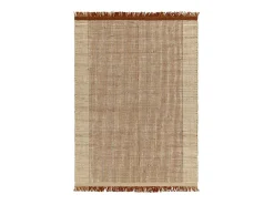 Alfombra tejida a mano, 100% lana - 200x290cm - naranja, crema, blanco - Avalon