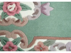 Alfombra tejida a mano con borde en diseño Aubusson 70x600 cm Verde Ming