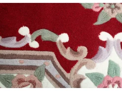 Alfombra tejida a mano con borde en diseño Aubusson 70x140 cm Rojo Ming