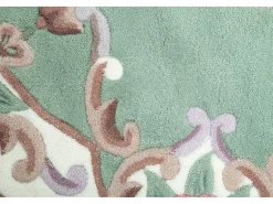 Alfombra tejida a mano con borde en diseño Aubusson 150x150 cm Verde Ming