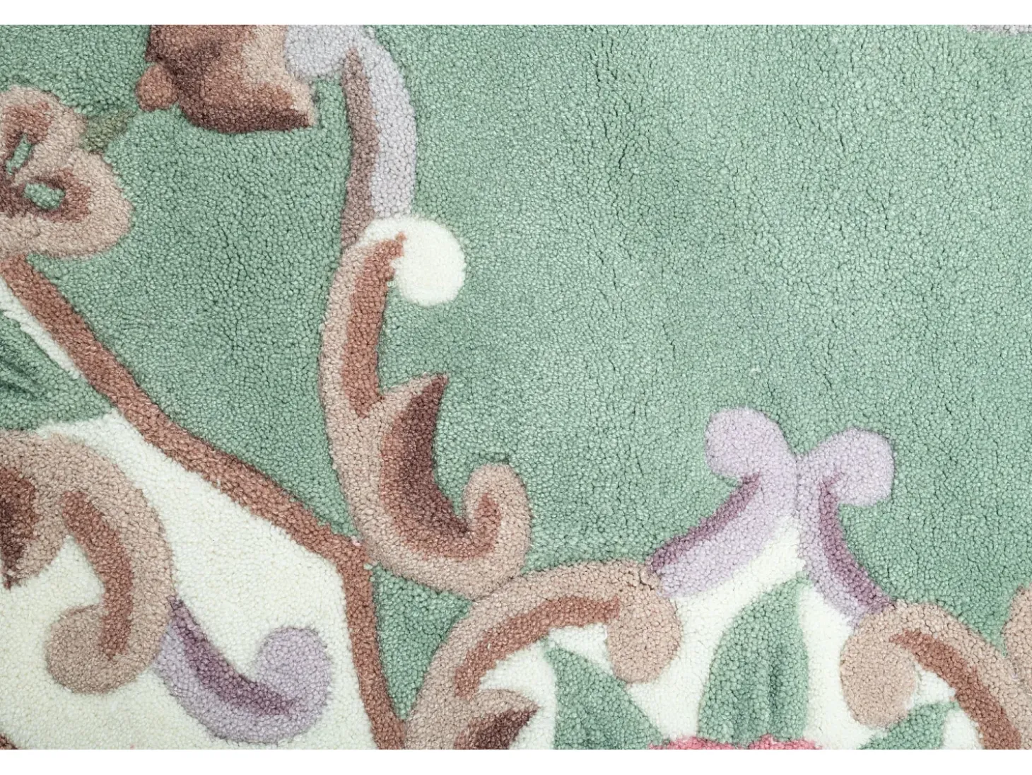 Alfombra tejida a mano con borde en diseño Aubusson 150x150 cm Verde Ming
