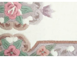 Alfombra tejida a mano con borde en diseño Aubusson 70x600 cm Beige Ming