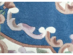 Alfombra tejida a mano con borde en diseño Aubusson 190x290 cm Azul Ming