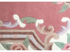 Alfombra tejida a mano con borde en diseño Aubusson 60x90 cm Rosa Ming