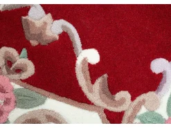 Alfombra tejida a mano con borde en diseño Aubusson 150x150 cm Rojo Ming