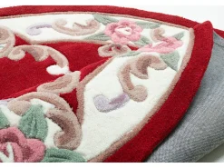 Alfombra tejida a mano con borde en diseño Aubusson 150x150 cm Rojo Ming