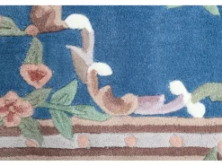 Alfombra tejida a mano con borde en diseño Aubusson 160x230 cm Azul Ming