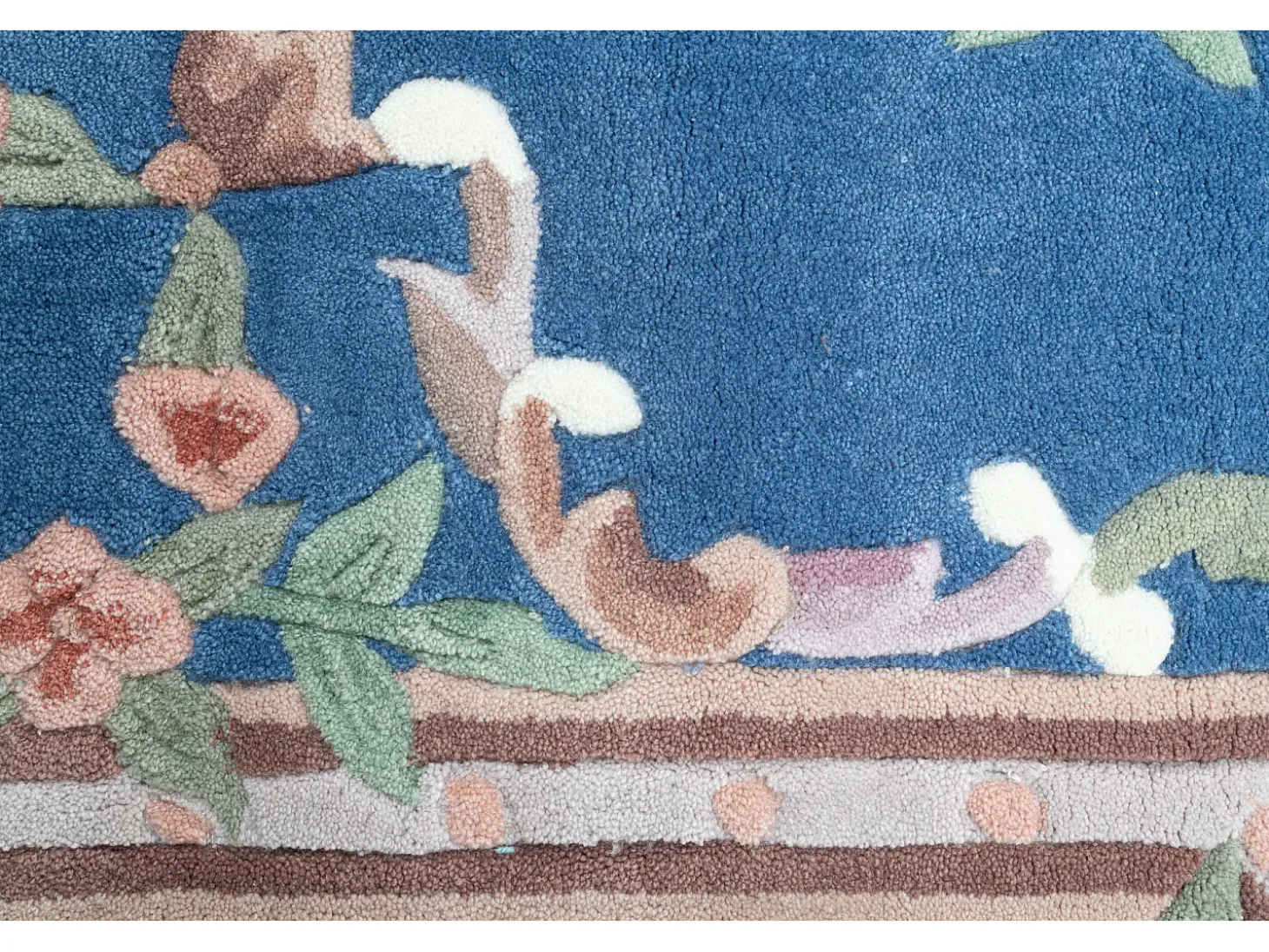 Alfombra tejida a mano con borde en diseño Aubusson 160x230 cm Azul Ming