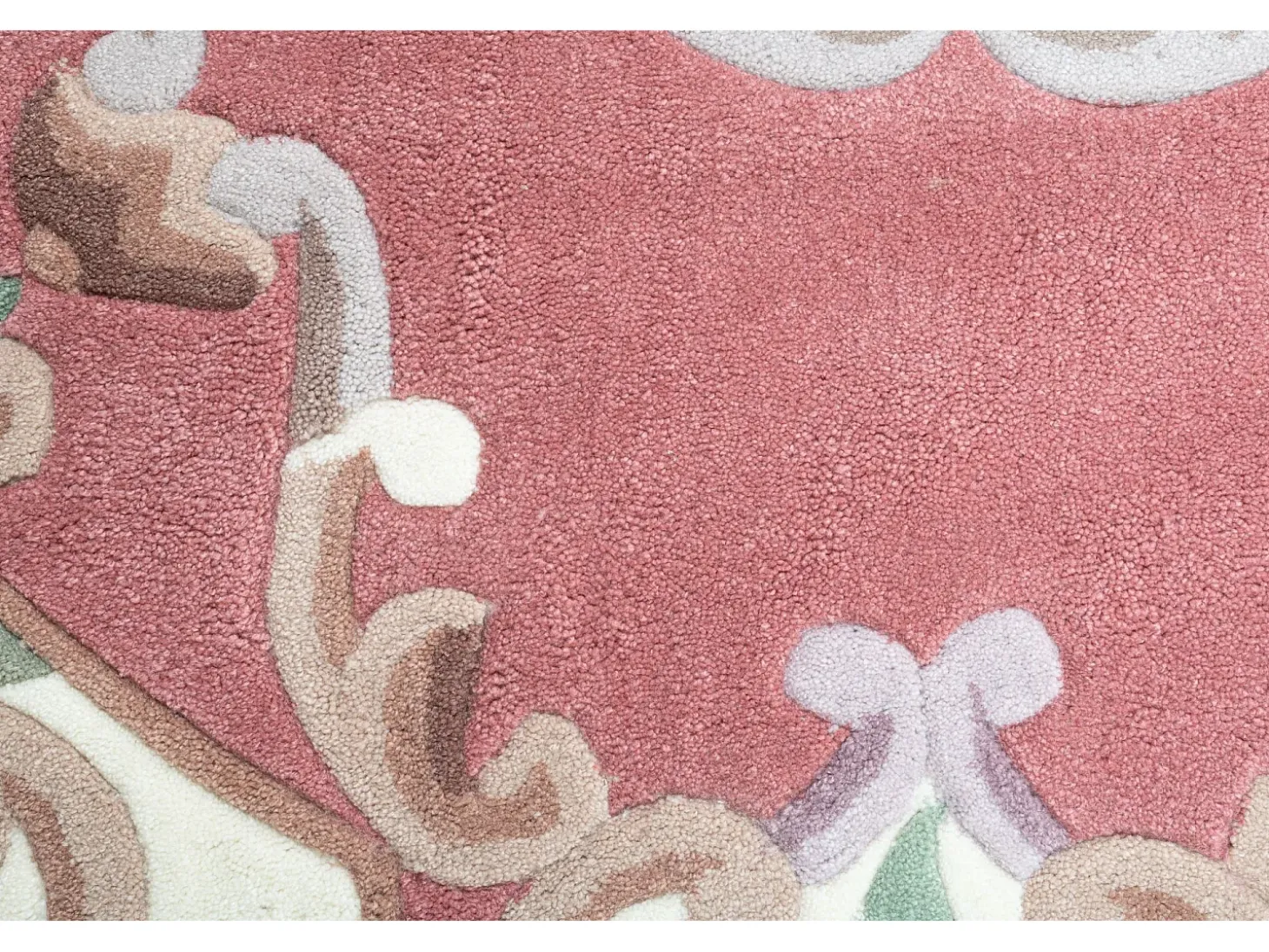 Alfombra tejida a mano con borde en diseño Aubusson 150x150 cm Rosa Ming