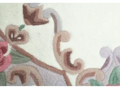 Alfombra tejida a mano con borde en diseño Aubusson 190x190 cm Beige Ming