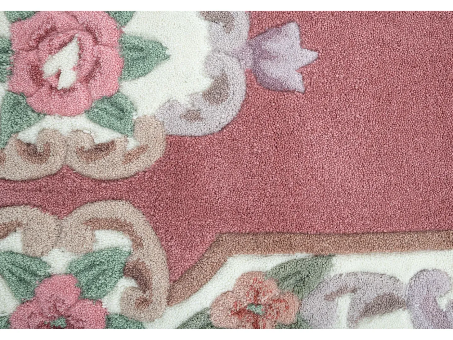 Alfombra tejida a mano con borde en diseño Aubusson 70x600 cm Rosa Ming
