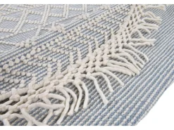 Alfombra tejida a mano con diseño étnico 140x140 cm Azul Colored Macrame