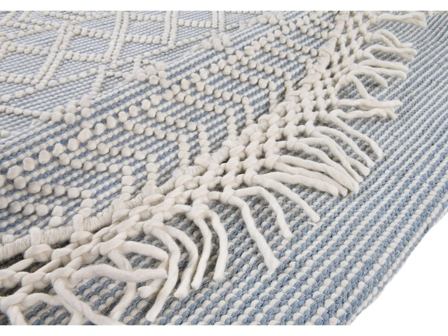 Alfombra tejida a mano con diseño étnico 140x140 cm Azul Colored Macrame