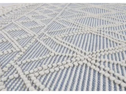 Alfombra tejida a mano con diseño étnico 140x140 cm Azul Colored Macrame
