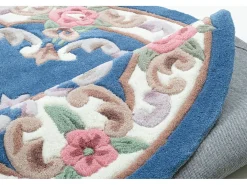 Alfombra tejida a mano con borde en diseño Aubusson 120x170 cm Azul Ming