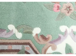 Alfombra tejida a mano con borde en diseño Aubusson 120x180 cm Verde Ming