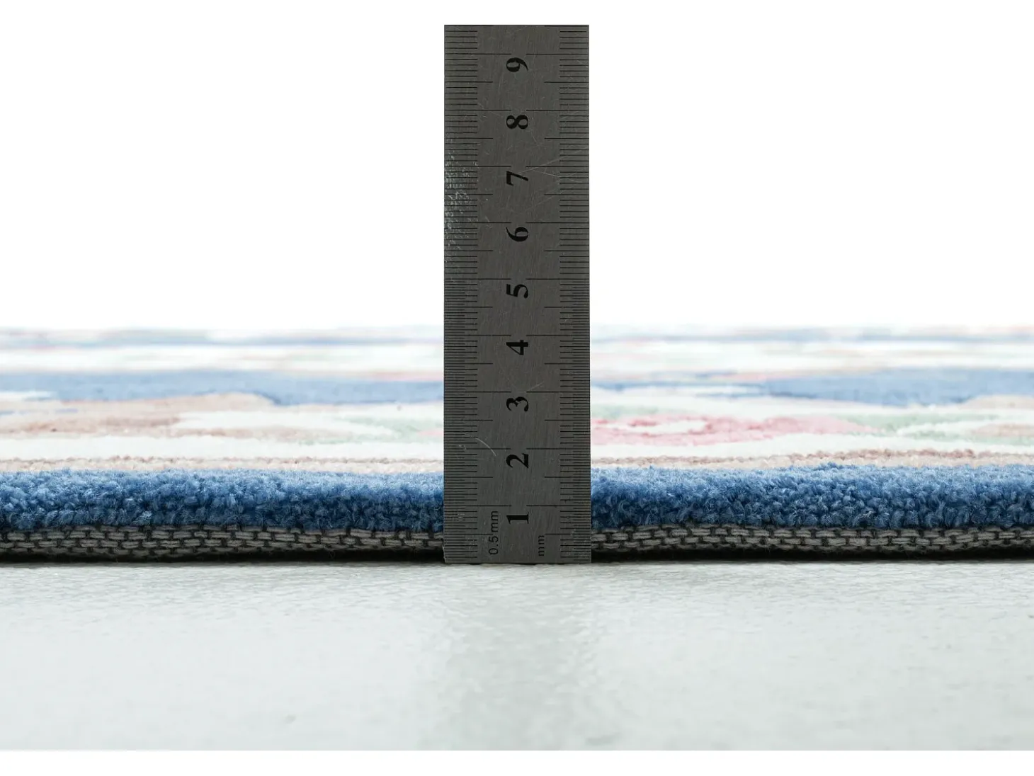 Alfombra tejida a mano con borde en diseño Aubusson 120x180 cm Azul Ming