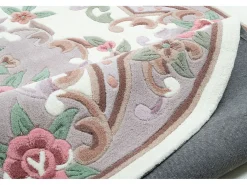 Alfombra tejida a mano con borde en diseño Aubusson 190x290 cm Beige Ming