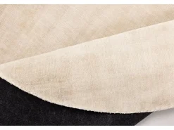 Alfombra tejida a mano de viscosa 190x190 cm Crema Star