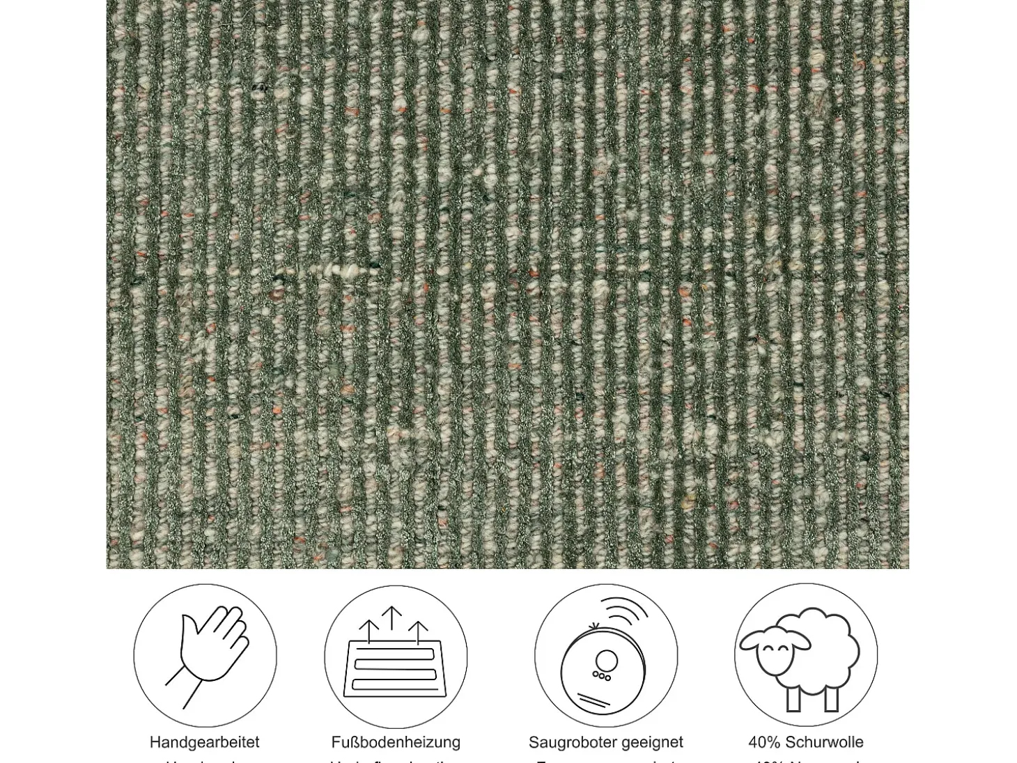 Alfombra UNI a rayas de viscosa y lana 190x290 cm Verde Venus