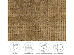 Alfombra UNI a rayas de viscosa y lana 190x190 cm Oro Venus