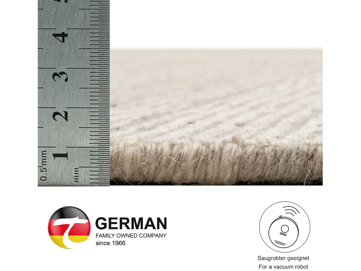 Alfombra UNI a rayas de viscosa y lana 90x160 cm Beige Venus