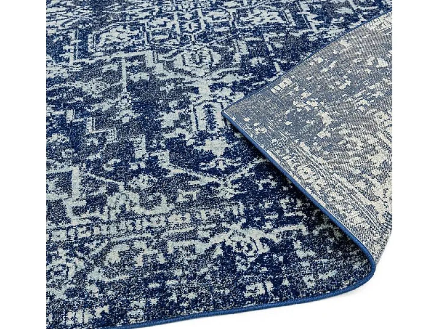 Alfombra vintage - 120x170cm - azul marino, blanco - Nova Antique