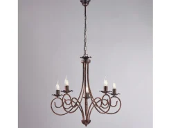 Alma - Lámpara de araña de hierro lacado en negro con decoración. Lámpara de cobre antiguo, 5 luces, 120 cm, Ø57 cm, BL130-5-NR