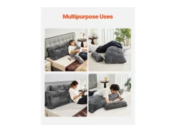 Almohada de Lectura SucceBuy con Bolsillos Laterales y Apoyacabezas, Almohada de Cabecera, Almohada en Flanela Lavable, Soporte Cómodo para Leer