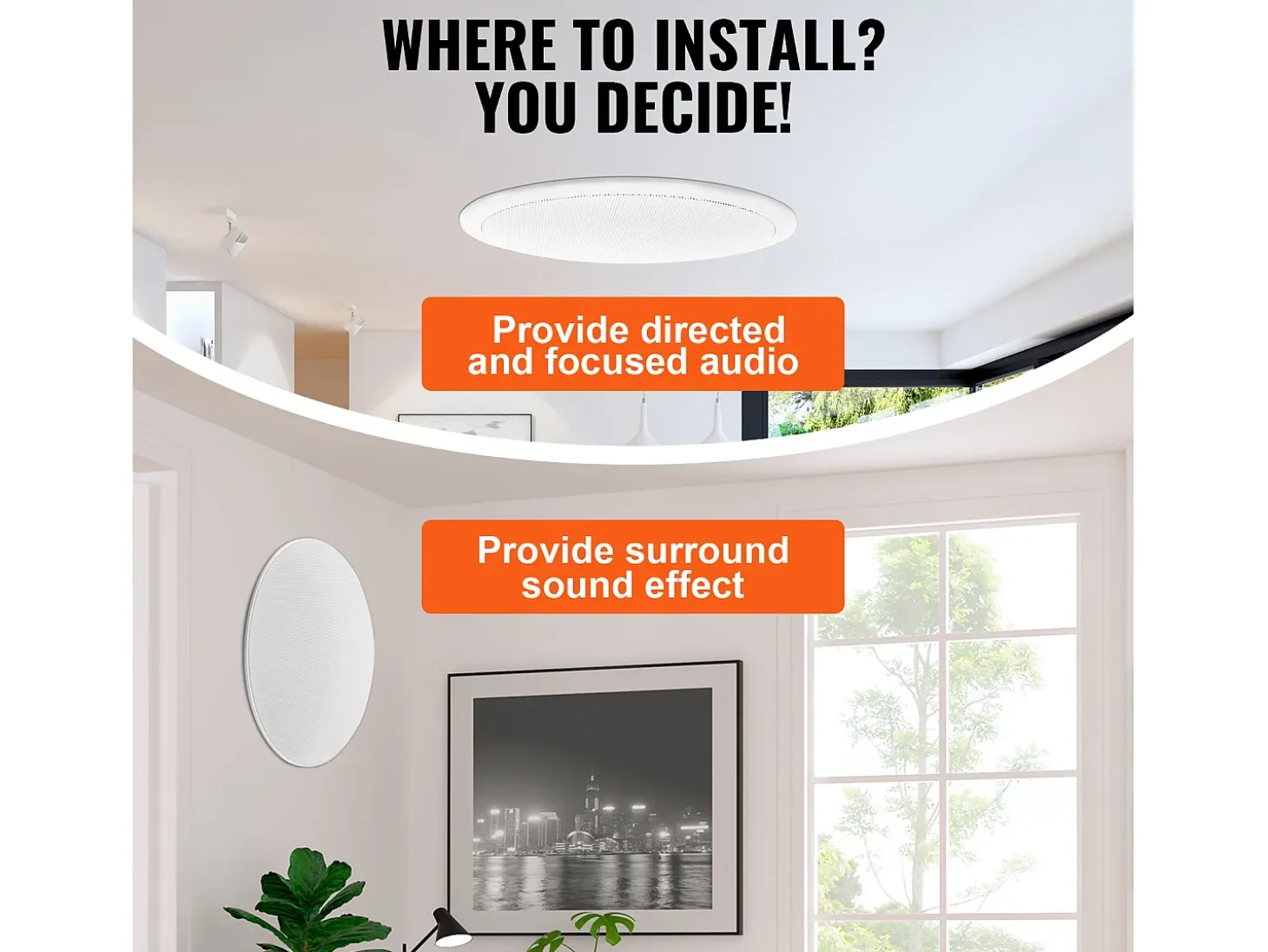Altavoces de Techo SucceBuy Lote de 4 100 W 8 Pulgadas, Montaje Empotrado, Sistema de Altavoces Empotrados en Techo y Pared