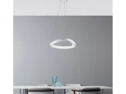 Anna Lámpara de suspensión triangular en metal y aluminio lacado blanco con LED integrado y cables eléctricos orientables 130 Ø50 BL249-S50T