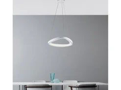 Anna Lámpara de suspensión triangular en metal y aluminio lacado blanco con LED integrado y cables eléctricos orientables 130 Ø50 BL249-S50T