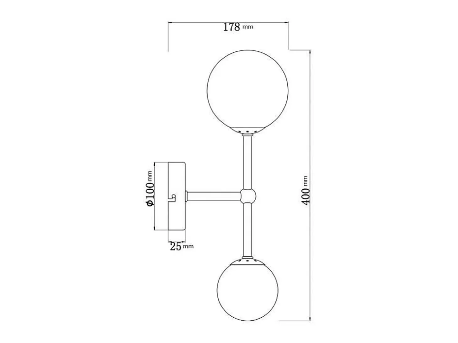 Aplique a pared modelo Cosmica acabado latón, 40cm(alto) 18cm(ancho) 15cm(fondo)