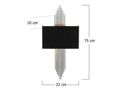 Aplique art déco en metal negro y plateado - L. 22 x Alt. 75 cm - SANGARIUS