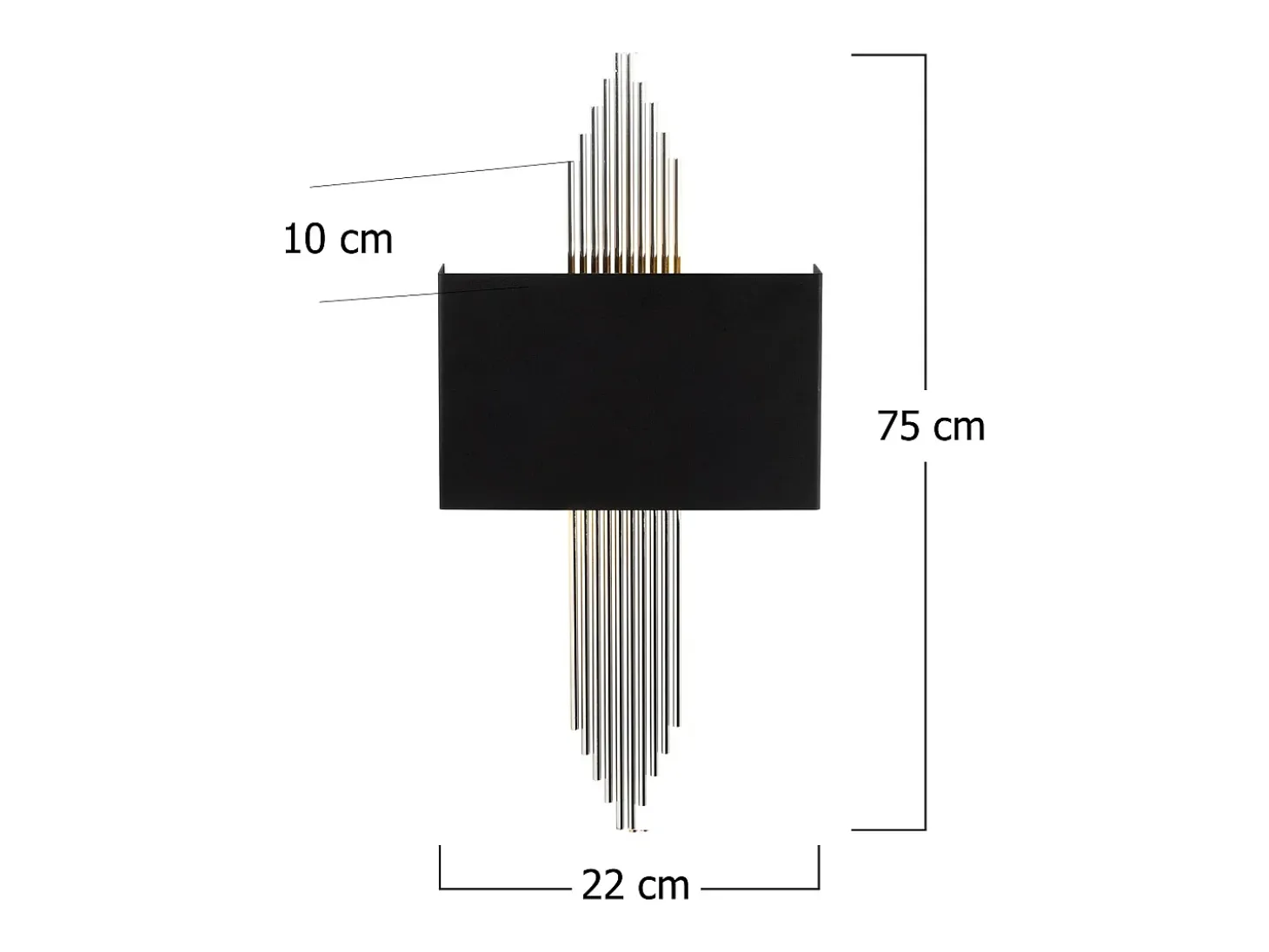Aplique art déco en metal negro y plateado - L. 22 x Alt. 75 cm - SANGARIUS