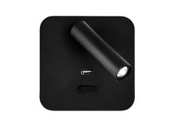 Aplique Cuadrado Color Negro Modelo Giotto Puerto Usb Orientable