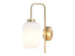 Aplique de latón dorado y vidrio blanco L.25 x Alt.41 cm - LOUXOR