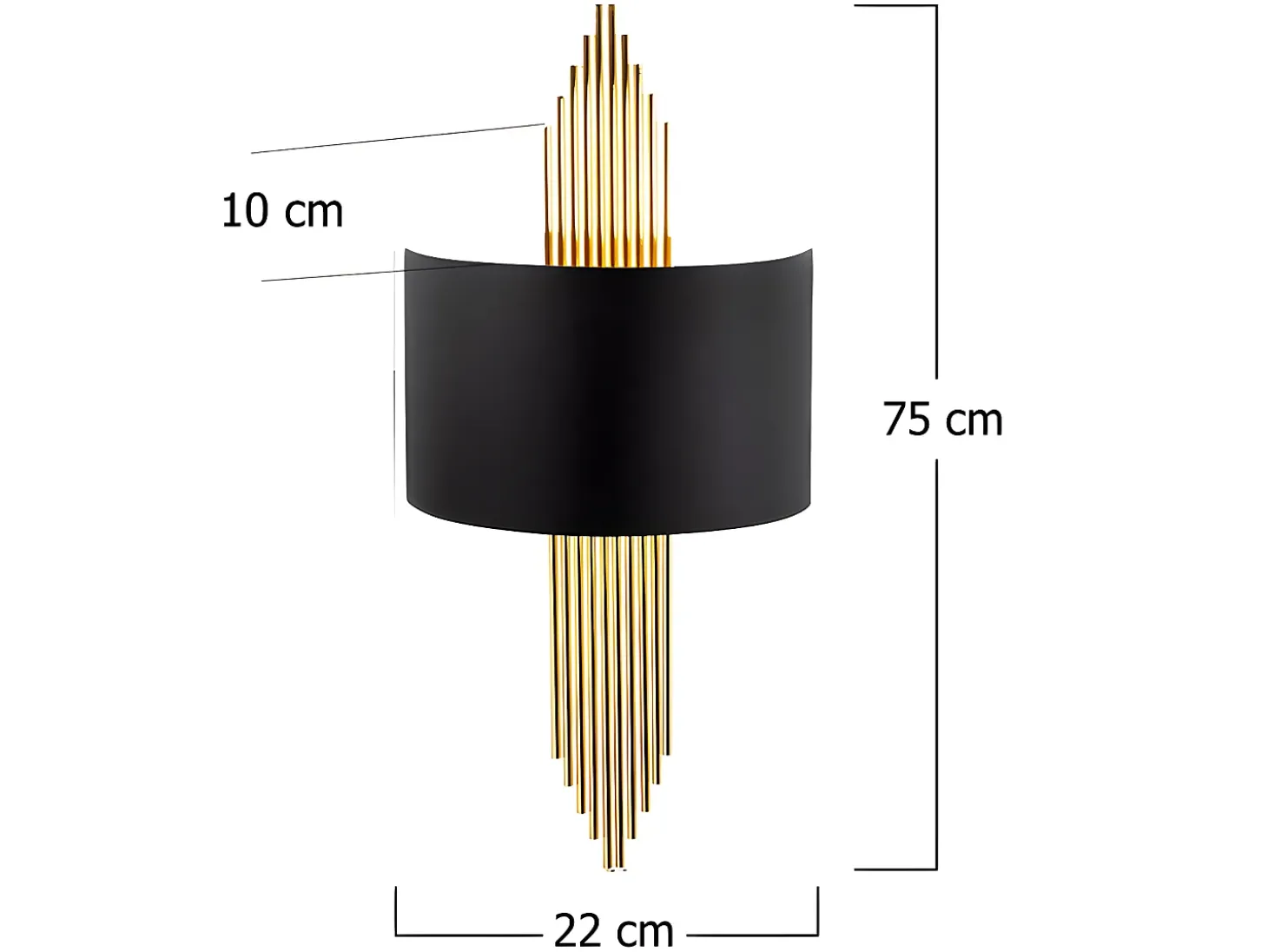 Aplique de metal - lámpara Ancho 22 x Alt. 75 cm - Negro y dorado - SANGARIUS