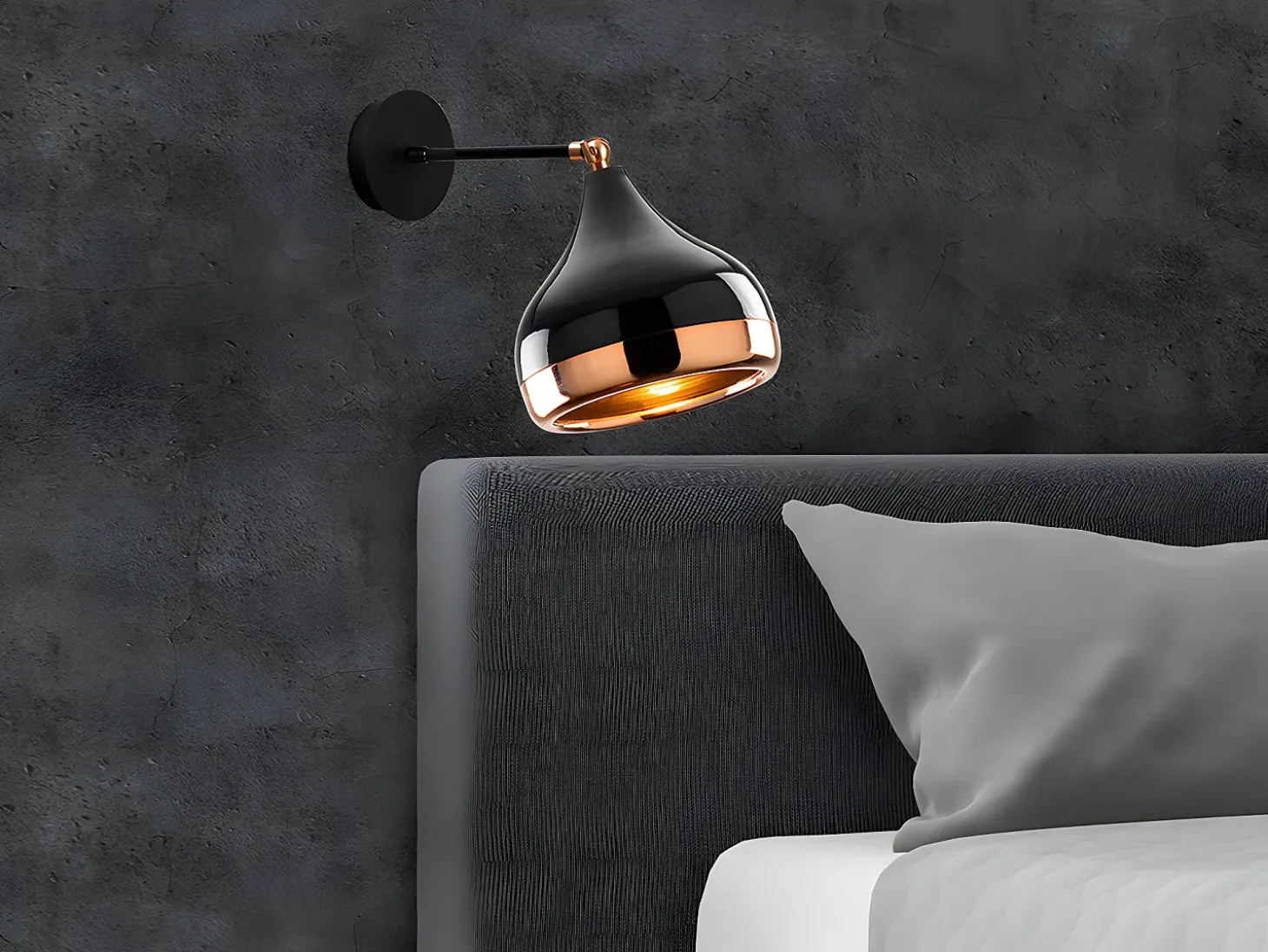 Aplique de metal a pantalla orientable YILDO - D. 17 x Alt. 28 cm - Negro y cobre