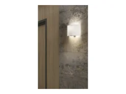 Aplique de pared Amsterdam de estilo clásco- Alt. 21 cm - interior- acero y niquel satinado- pantalla algodón marrón- E27 Ø45 Máx. 40W- IP20