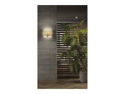 Aplique de pared Amsterdam de estilo clásco- Alt. 21 cm - interior- acero y niquel satinado- pantalla cinta plisada beige- E27 Ø45 Máx. 40W- IP20