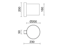 Aplique de pared COMPACT estilo moderno en madera - D. 20 cm - E27 40W - ø45 - ip20 - madera y algodón blanco