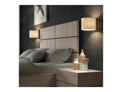 Aplique de pared COMPACT estilo moderno en madera - D. 20 cm - E27 40W - ø45 - ip20 - madera y algodón marrón