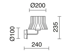 Aplique de pared CORA estilo clásico - Alt. 23,5 cm - E27 40W - pantalla cinta plisada ø20 cm - acero y blanco - IP20