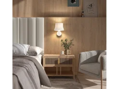 Aplique de pared CORA estilo clásico - Alt. 23,5 cm - E27 40W - pantalla cinta plisada ø20 cm - acero y blanco - IP20