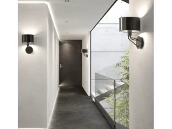 Aplique de pared DIAGONAL estilo moderno - Alt. 28,5 cm - E27 13W - pantalla sintética ø22 cm - acero y blanco - IP20 - interior