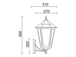 Aplique de pared Elite 6 clásico-alt.55cm x ancho 34cm-e27 42w-mate-ip44-aluminio,blanco