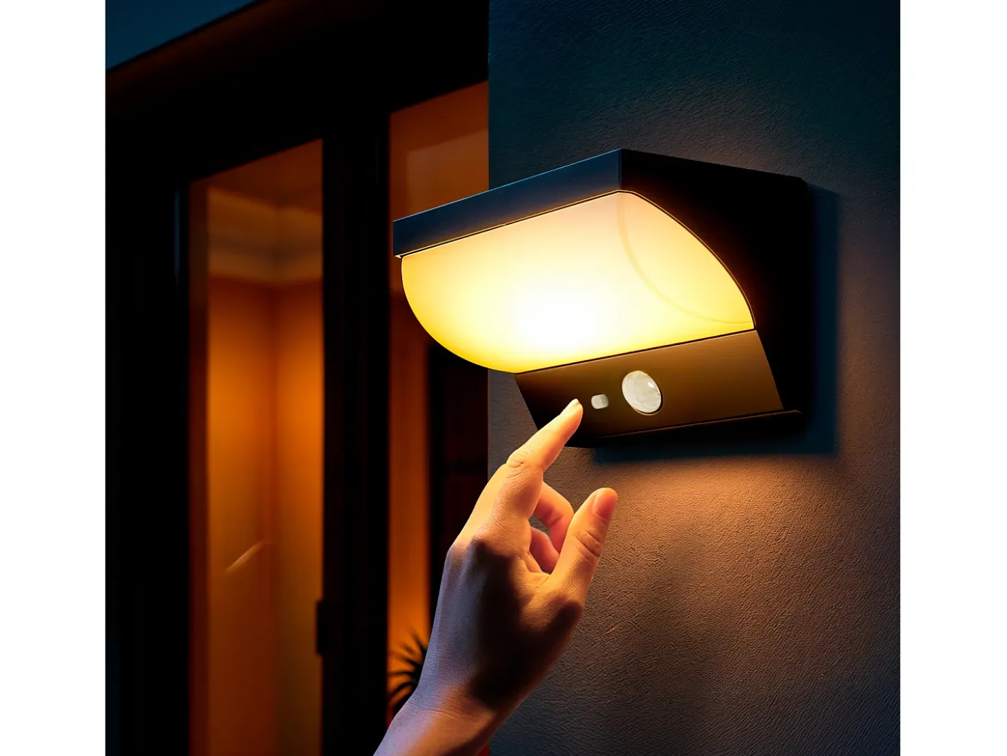 Aplique de Pared Exterior Solar LED 5W Aluminio con Sensor de Movimiento Goran Negro