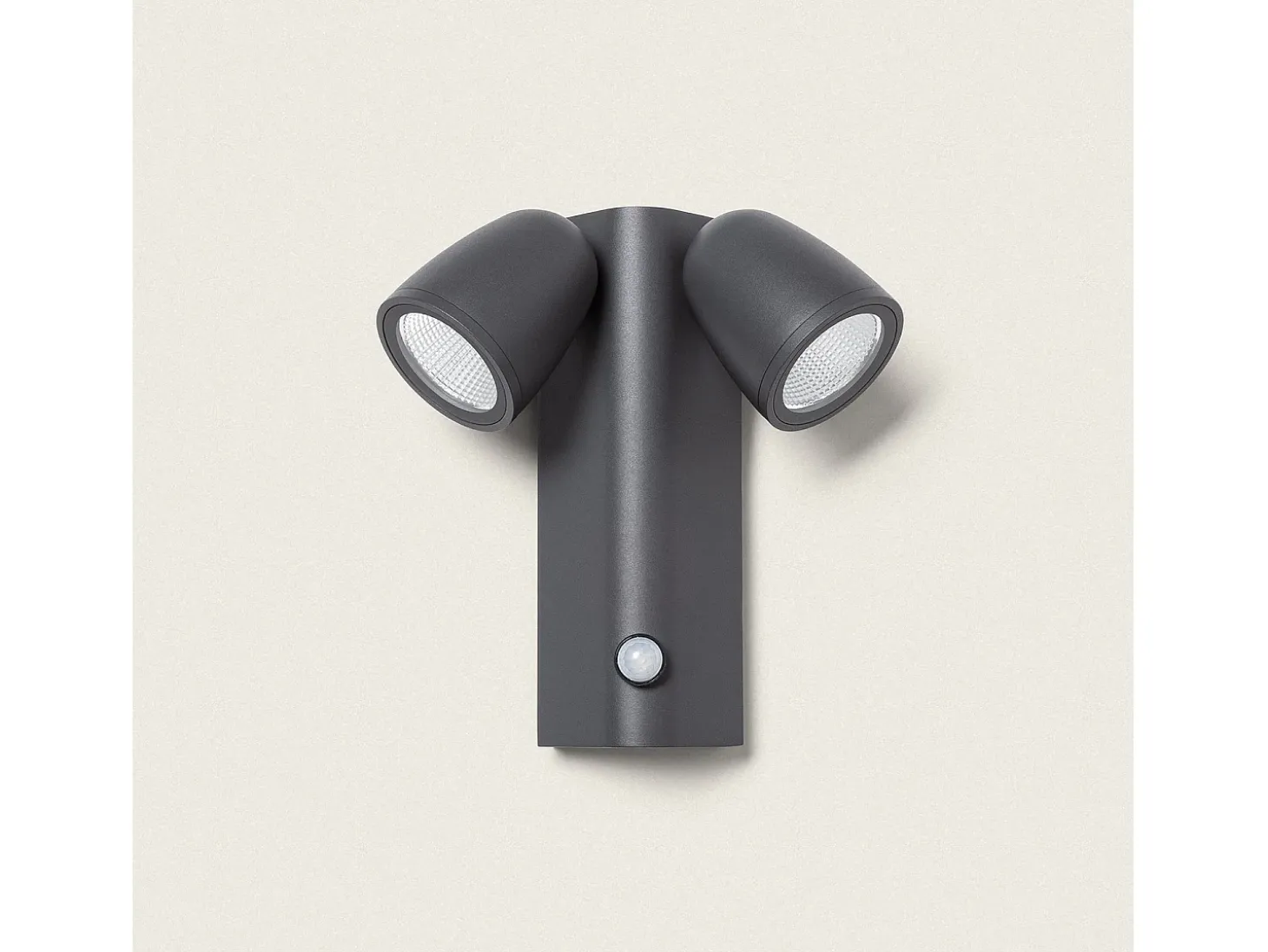 Aplique de Pared Exterior LED 12W Aluminio con Sensor de Movimiento PIR Abel Dos Focos Gris Oscuro